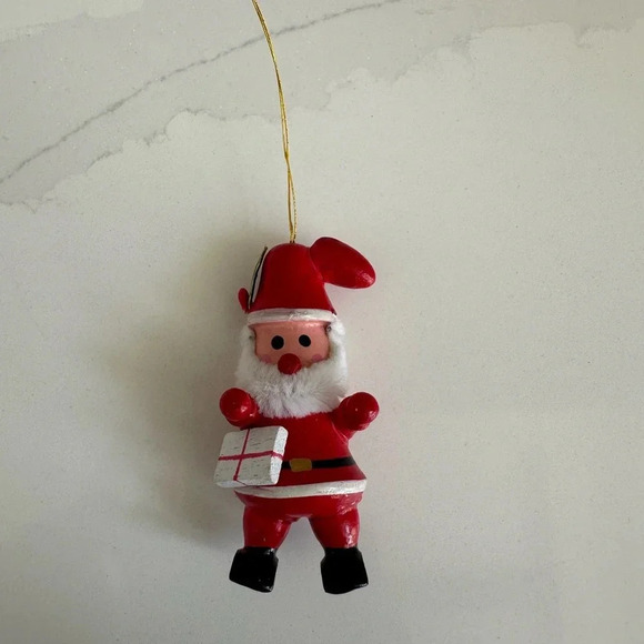 Vintage Other - Vintage wooden Santa Ornament